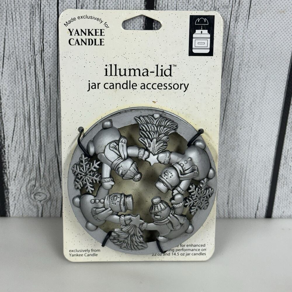 Yankee Candle Illuma Lid Candle Topper - Silver Snowman Snowflakes Trees
